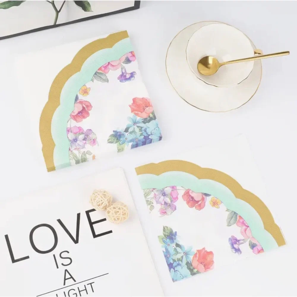 Floral Scalloped Edge Party Luncheon Paper Napkins, 20 ct